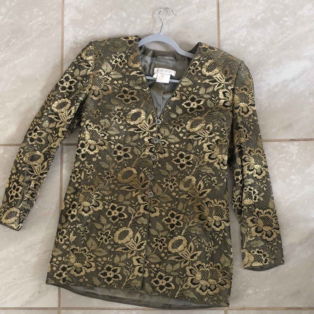 Escada Metallic Lace detail Coat Size 40 - Picture 3 of 8